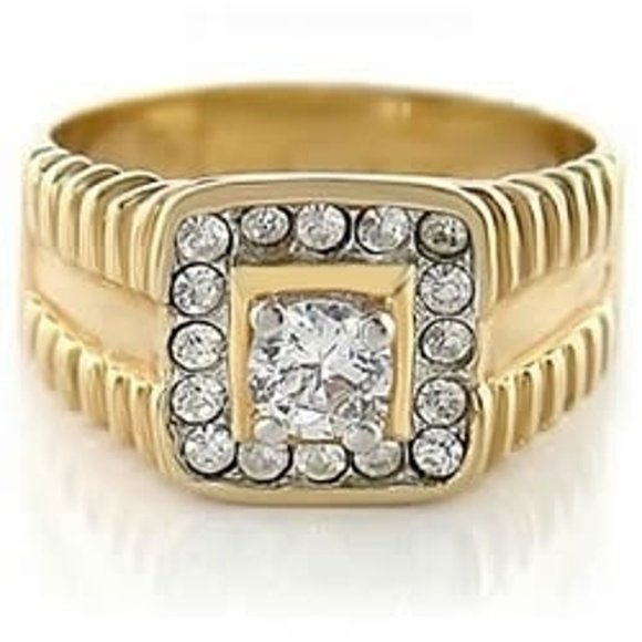 Bianco Men's Gold Zirconia Ring - Picture 2 of 8